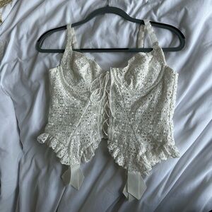 For Love & Lemons White Corset Top